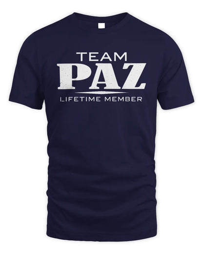PAZ BL62-K4-128 - Personalized “Team NAME Lifetime Member” - Unisex Standard T-Shirt - Navy