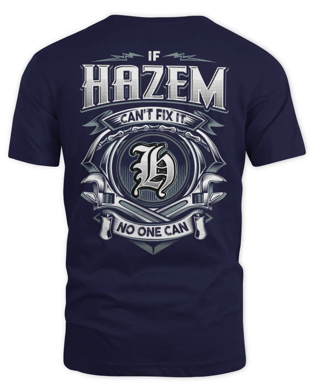 HAZEM AP81-K4-626 - Personalized Ahmed Quote Apparel “If Ahmed Can't Fix It, No One Can” - Unisex Standard T-Shirt - Navy