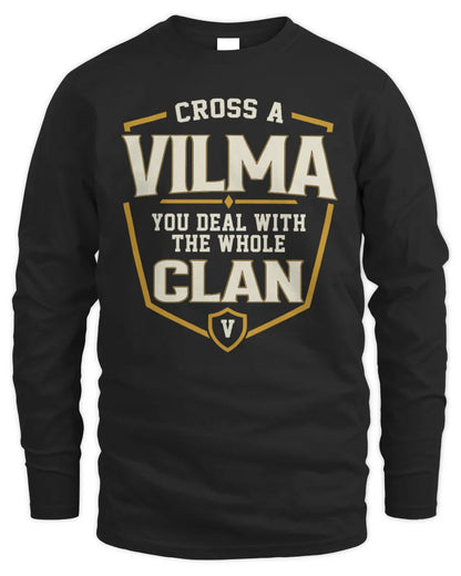 VILMA NT1-K008 Cross A/An NAME, You Deal With the Whole Clan | Personalized Vintage T-Shirt - Men's Long Sleeved T-Shirt - Black