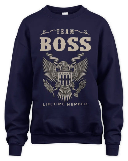BOSS TP06-K82 – Personalized Classic Style Apparel “Team NAME Lifetime Member” - Unisex Sweatshirt - Navy