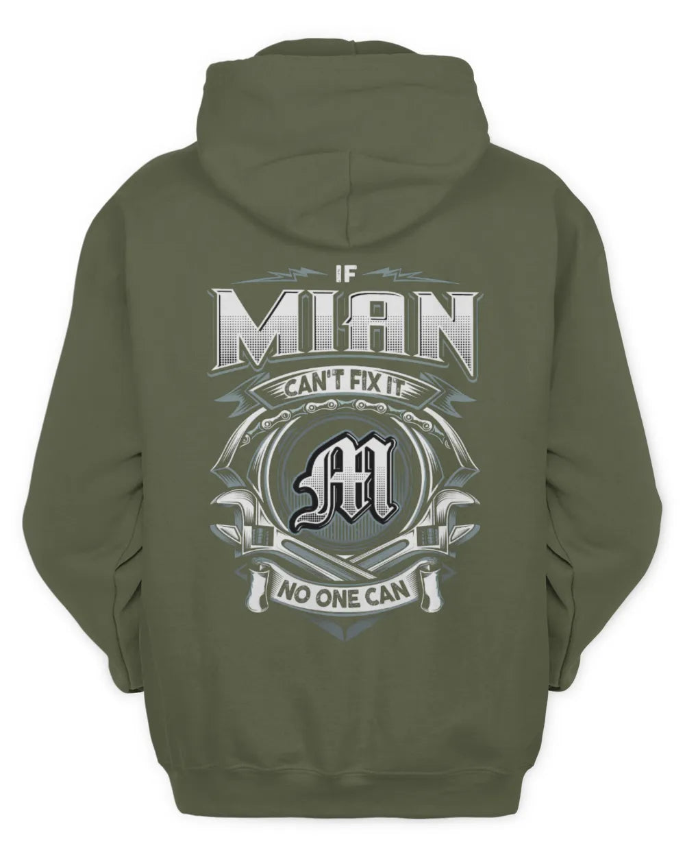 MIAN AP81-K4-626 - Personalized Ahmed Quote Apparel “If Ahmed Can't Fix It, No One Can” - Unisex Hoodie - Military Green
