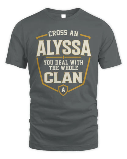ALYSSA NT1-K008 Cross A/An NAME, You Deal With the Whole Clan | Personalized Vintage T-Shirt - Unisex Standard T-Shirt - Charcoal