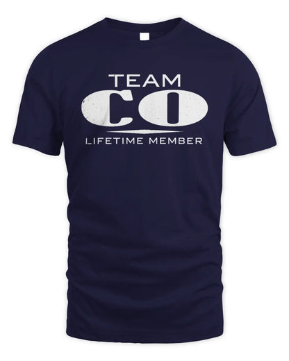 CO BL62-K4-128 - Personalized “Team NAME Lifetime Member” - Unisex Standard T-Shirt - Navy
