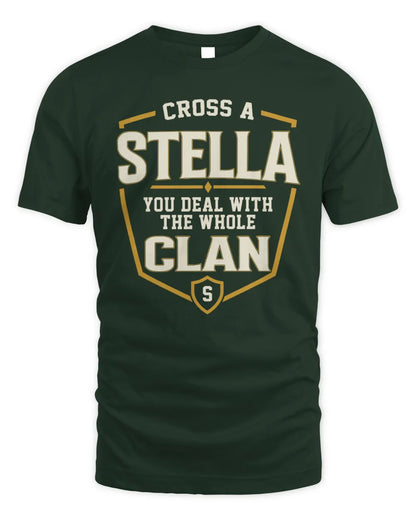 STELLA NT1-K008 Cross A/An NAME, You Deal With the Whole Clan | Personalized Vintage T-Shirt - Unisex Standard T-Shirt - Forest Green