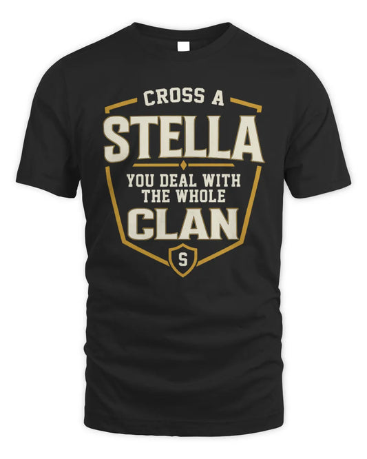 STELLA NT1-K008 Cross A/An NAME, You Deal With the Whole Clan | Personalized Vintage T-Shirt - Unisex Standard T-Shirt - Black