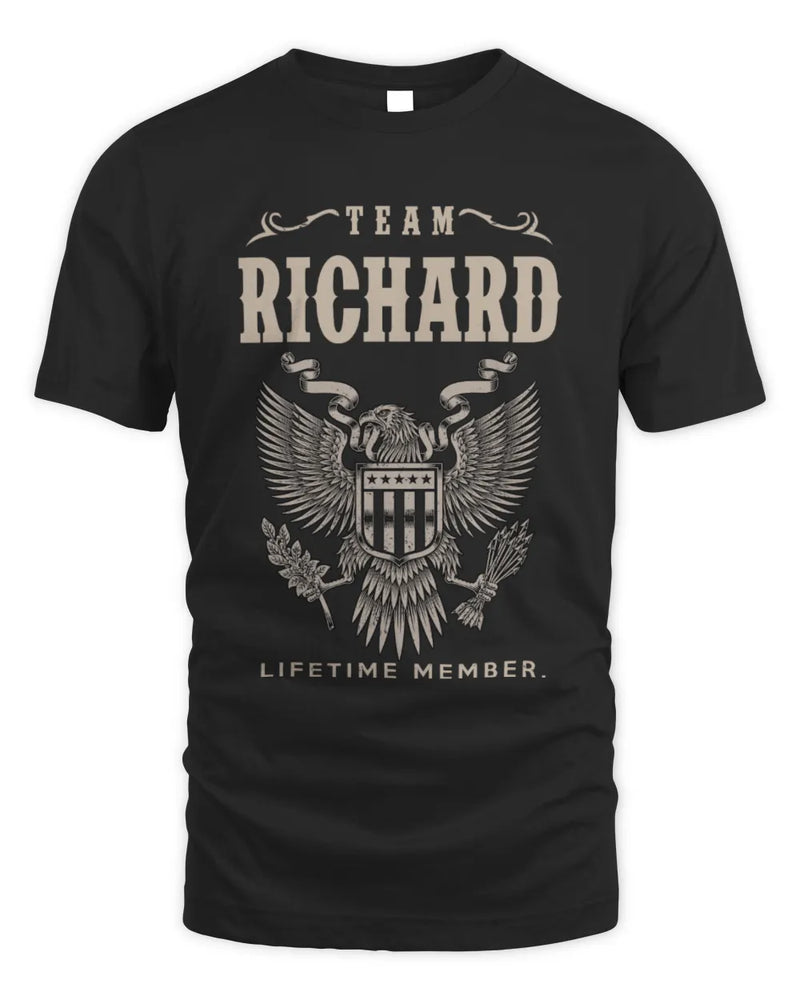 RICHARD TP06-K82 – Personalized Classic Style Apparel “Team NAME Lifetime Member” - Unisex Standard T-Shirt - Black