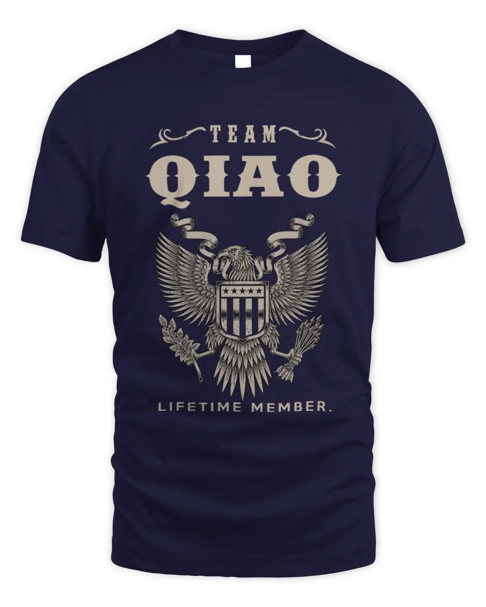 QIAO TP06-K82 – Personalized Classic Style Apparel “Team NAME Lifetime Member” - Unisex Standard T-Shirt - Navy