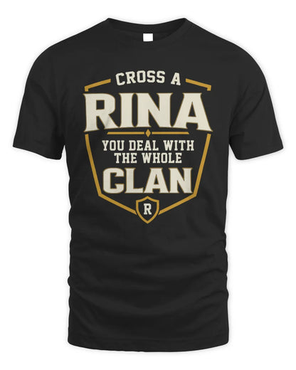 RINA NT1-K008 Cross A/An NAME, You Deal With the Whole Clan | Personalized Vintage T-Shirt - Unisex Standard T-Shirt - Black