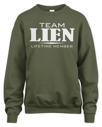 LIEN BL62-K4-128 - Personalized “Team NAME Lifetime Member” - Unisex Sweatshirt - Military Green