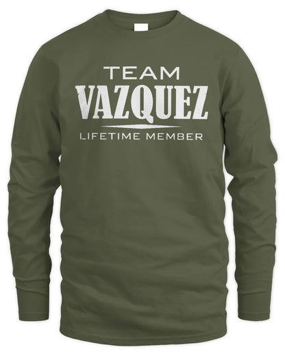 VAZQUEZ BL62-K4-128 - Personalized “Team NAME Lifetime Member” - Men's Long Sleeved T-Shirt - Military Green