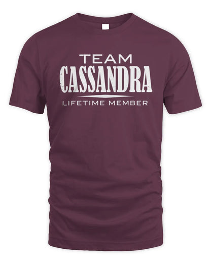 CASSANDRA BL62-K4-128 - Personalized “Team NAME Lifetime Member” - Unisex Standard T-Shirt - Maroon