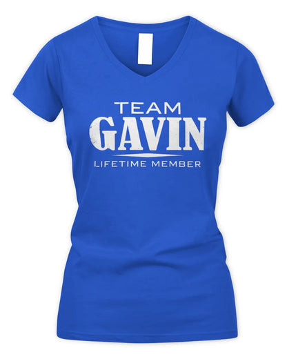 GAVIN BL62-K4-128 - Personalized “Team NAME Lifetime Member” - Women's V-Neck T-Shirt - Royal