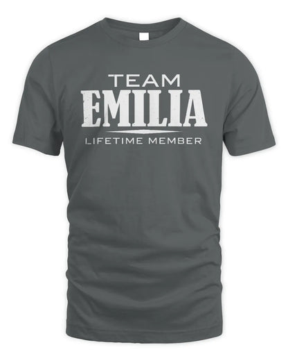 EMILIA BL62-K4-128 - Personalized “Team NAME Lifetime Member” - Unisex Standard T-Shirt - Charcoal