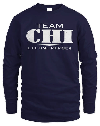 CHI BL62-K4-128 - Personalized “Team NAME Lifetime Member” - Men's Long Sleeved T-Shirt - Navy