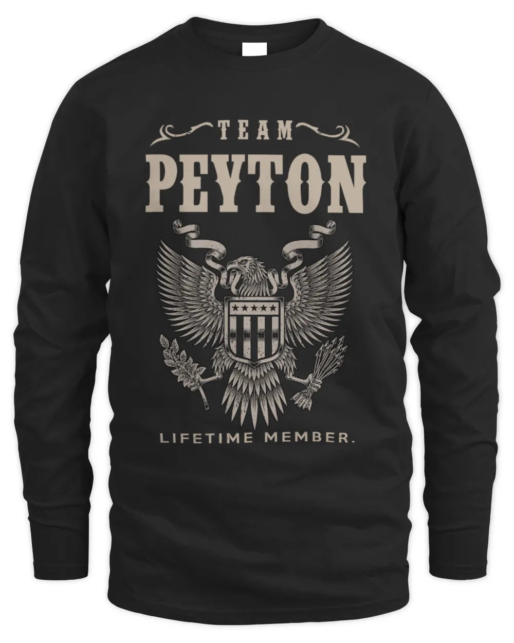 PEYTON TP06-K82 – Personalized Classic Style Apparel “Team NAME Lifetime Member” - Men's Long Sleeved T-Shirt - Black