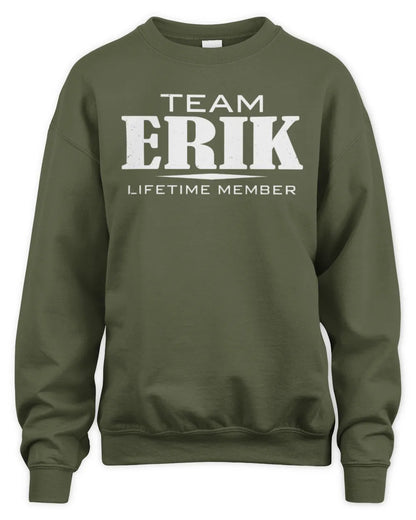 ERIK BL62-K4-128 - Personalized “Team NAME Lifetime Member” - Unisex Sweatshirt - Military Green