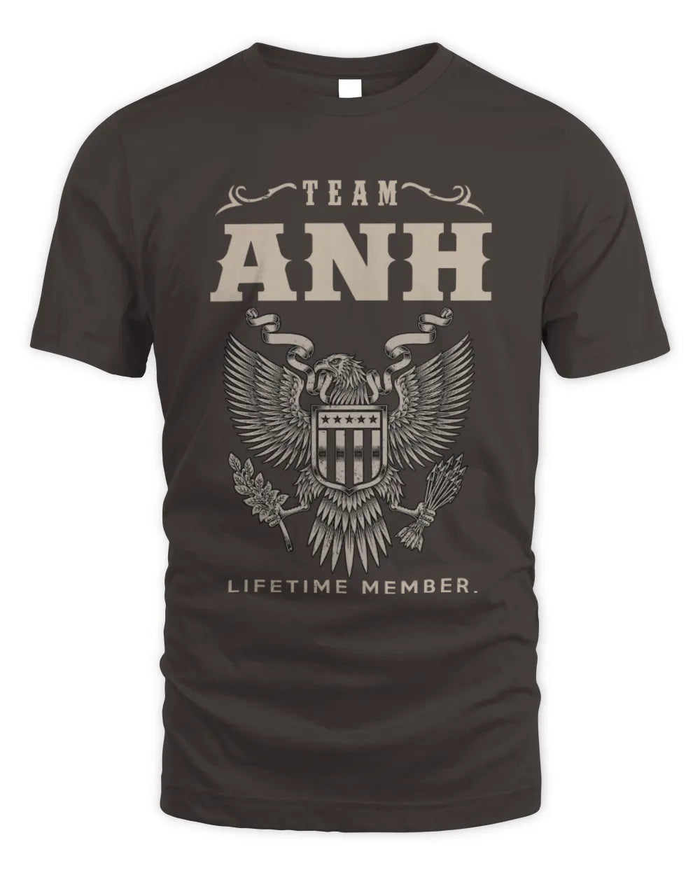 ANH TP06-K82 – Personalized Classic Style Apparel “Team NAME Lifetime Member” - Unisex Standard T-Shirt - Dark Chocolate