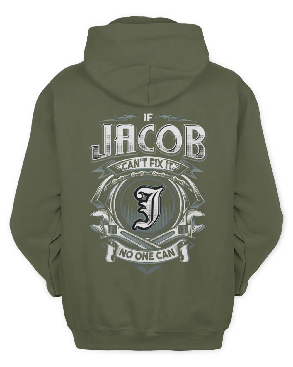 JACOB AP81-K4-626 - Personalized Ahmed Quote Apparel “If Ahmed Can't Fix It, No One Can” - Unisex Hoodie - Military Green