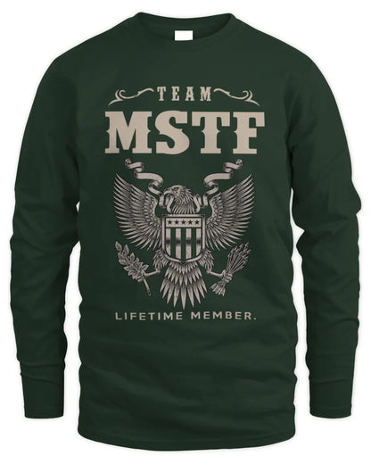 MSTF TP06-K82 – Personalized Classic Style Apparel “Team NAME Lifetime Member” - Men's Long Sleeved T-Shirt - Forest Green
