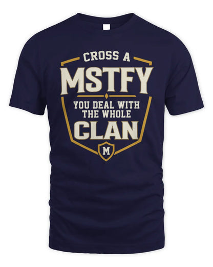 MSTFY NT1-K008 Cross A/An NAME, You Deal With the Whole Clan | Personalized Vintage T-Shirt - Unisex Standard T-Shirt - Navy