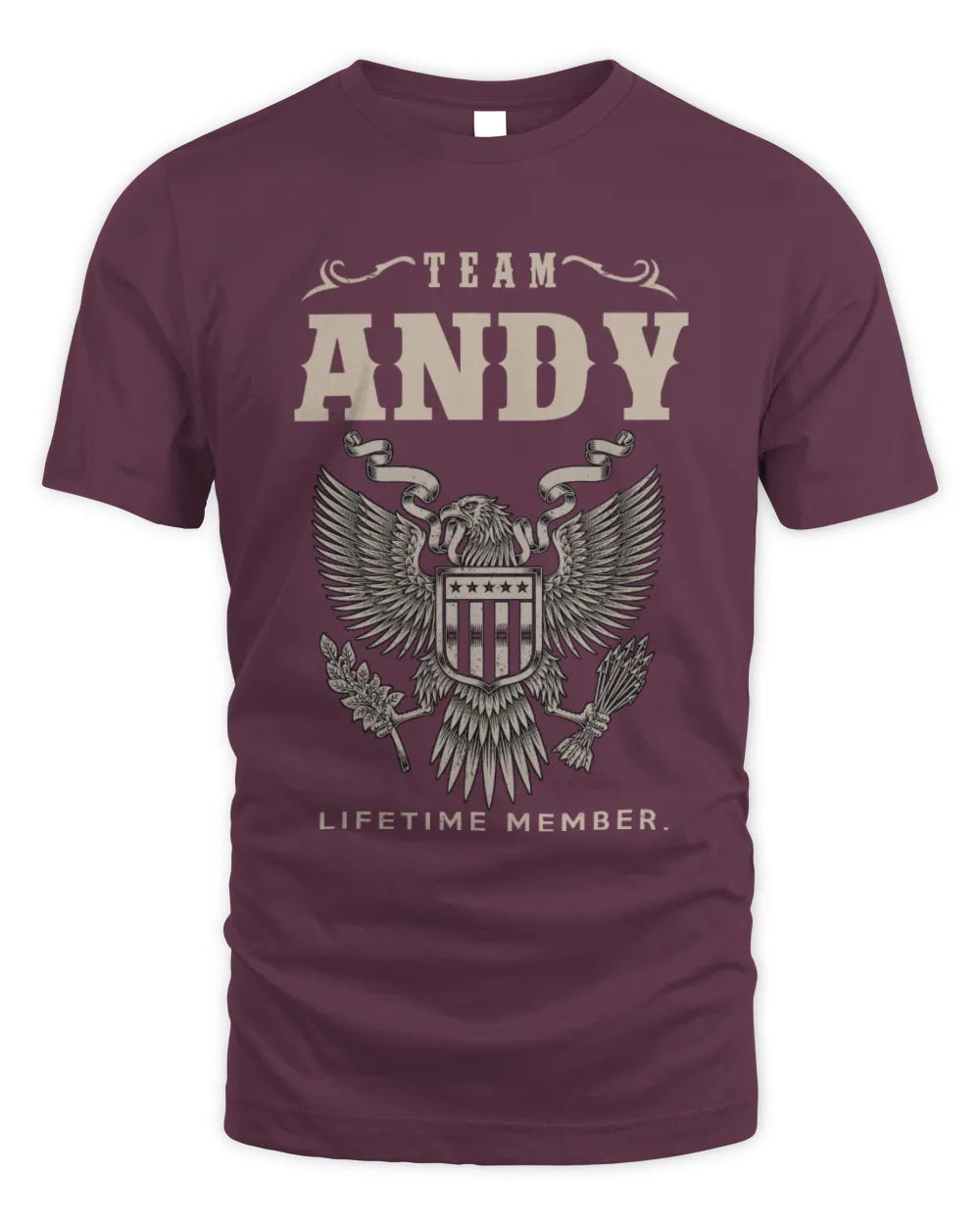 ANDY TP06-K82 – Personalized Classic Style Apparel “Team NAME Lifetime Member” - Unisex Standard T-Shirt - Maroon