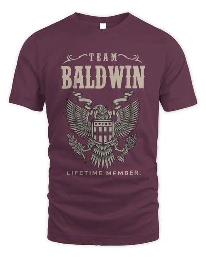 BALDWIN TP06-K82 – Personalized Classic Style Apparel “Team NAME Lifetime Member” - Unisex Standard T-Shirt - Maroon