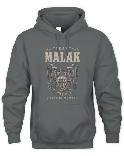 MALAK TP06-K82 – Personalized Classic Style Apparel “Team NAME Lifetime Member” - Unisex Hoodie - Charcoal