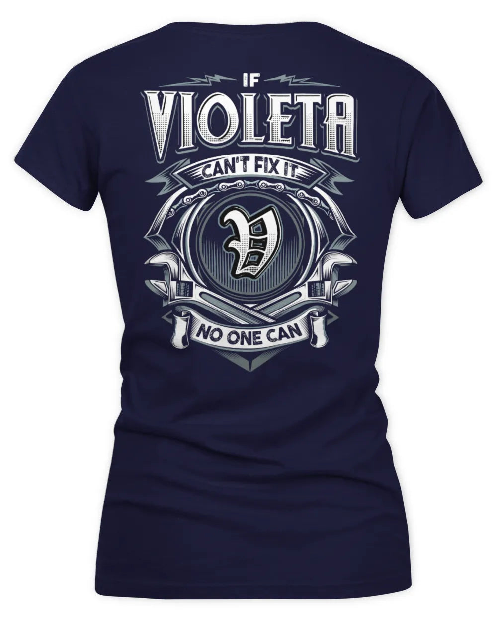 VIOLETA AP81-K4-626 - Personalized Ahmed Quote Apparel “If Ahmed Can't Fix It, No One Can” - Women's V-Neck T-Shirt - Navy