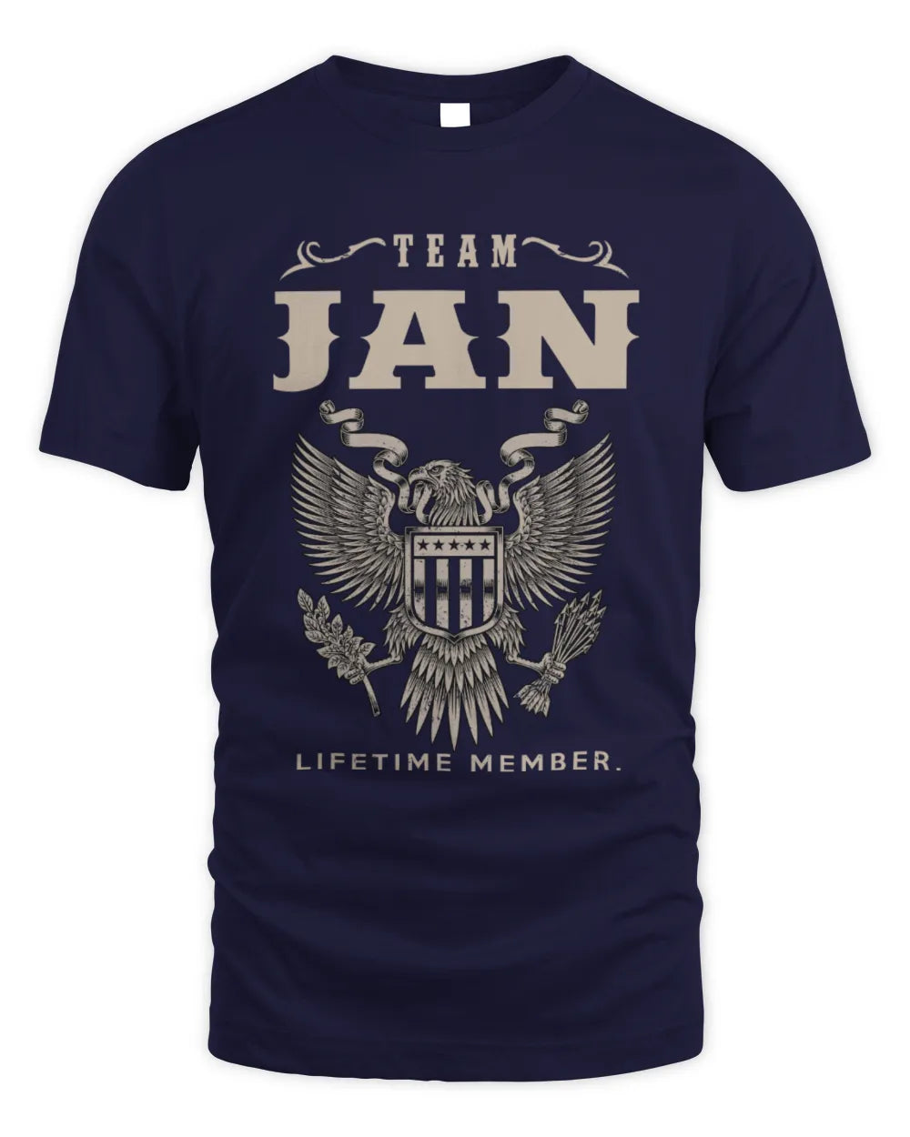 JAN TP06-K82 – Personalized Classic Style Apparel “Team NAME Lifetime Member” - Unisex Standard T-Shirt - Navy