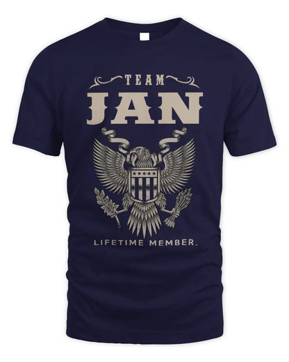 JAN TP06-K82 – Personalized Classic Style Apparel “Team NAME Lifetime Member” - Unisex Standard T-Shirt - Navy