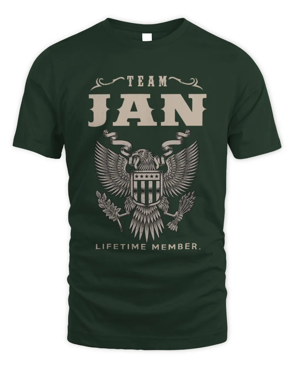 JAN TP06-K82 – Personalized Classic Style Apparel “Team NAME Lifetime Member” - Unisex Standard T-Shirt - Forest Green