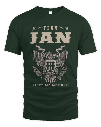 JAN TP06-K82 – Personalized Classic Style Apparel “Team NAME Lifetime Member” - Unisex Standard T-Shirt - Forest Green