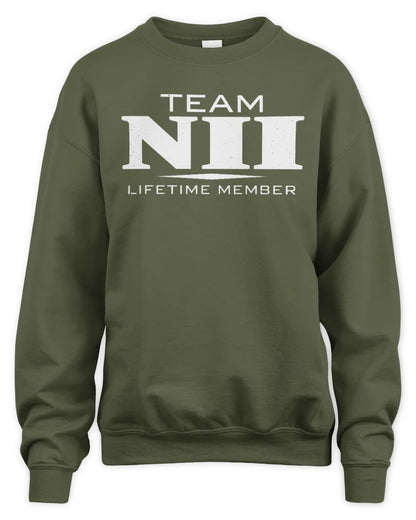 NII BL62-K4-128 - Personalized “Team NAME Lifetime Member” - Unisex Sweatshirt - Military Green