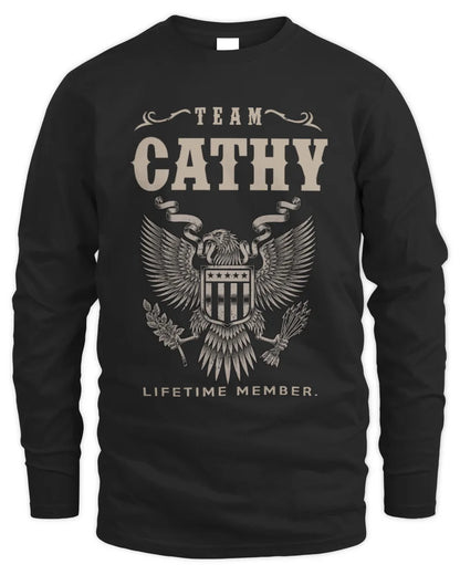 CATHY TP06-K82 – Personalized Classic Style Apparel “Team NAME Lifetime Member” - Men's Long Sleeved T-Shirt - Black