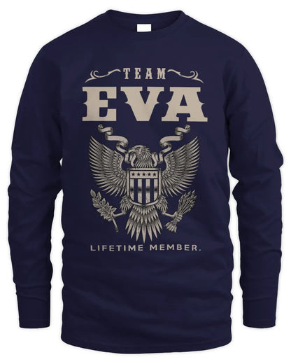 EVA TP06-K82 – Personalized Classic Style Apparel “Team NAME Lifetime Member” - Men's Long Sleeved T-Shirt - Navy