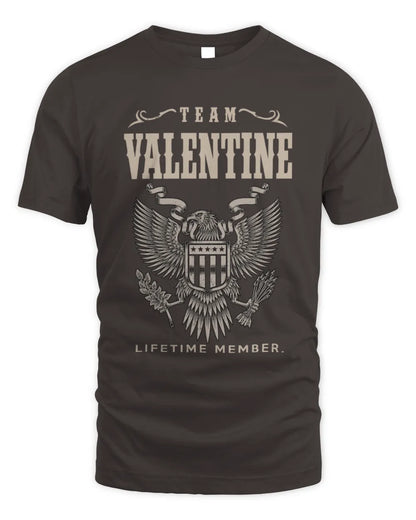 VALENTINE TP06-K82 – Personalized Classic Style Apparel “Team NAME Lifetime Member” - Unisex Standard T-Shirt - Dark Chocolate