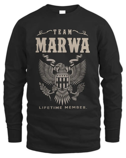 MARWA TP06-K82 – Personalized Classic Style Apparel “Team NAME Lifetime Member” - Men's Long Sleeved T-Shirt - Black