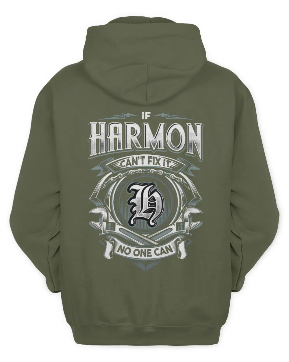 HARMON AP81-K4-626 - Personalized Ahmed Quote Apparel “If Ahmed Can't Fix It, No One Can” - Unisex Hoodie - Military Green