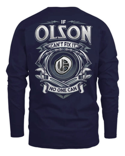 OLSON AP81-K4-626 - Personalized Ahmed Quote Apparel “If Ahmed Can't Fix It, No One Can” - Men's Long Sleeved T-Shirt - Navy
