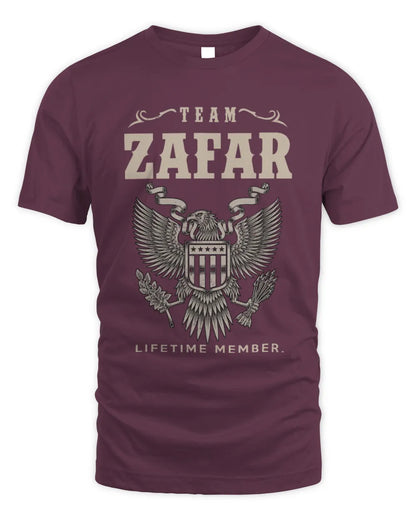 ZAFAR TP06-K82 – Personalized Classic Style Apparel “Team NAME Lifetime Member” - Unisex Standard T-Shirt - Maroon