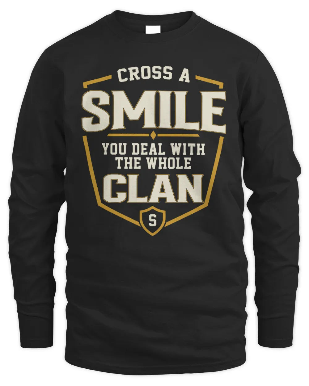 SMILE NT1-K008 Cross A/An NAME, You Deal With the Whole Clan | Personalized Vintage T-Shirt - Men's Long Sleeved T-Shirt - Black