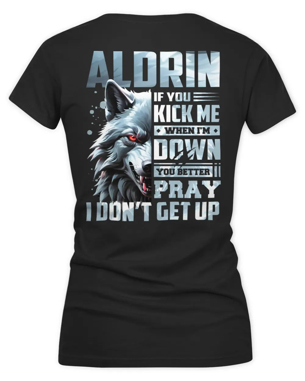 ALDRIN AP62-K4-666 - Personalized Fierce Wolf Quote Apparel “If You Kick Me When I’m Down, You Better Pray I Don’t Get Up” - Women's V-Neck T-Shirt - Black
