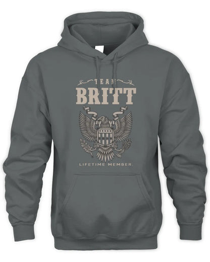 BRITT TP06-K82 – Personalized Classic Style Apparel “Team NAME Lifetime Member” - Unisex Hoodie - Charcoal