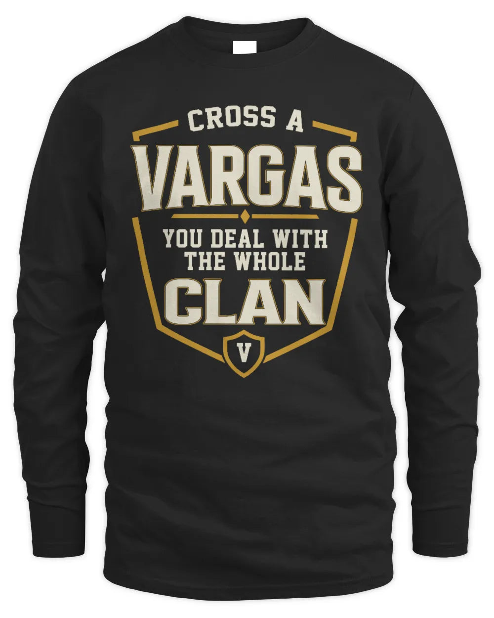 VARGAS NT1-K008 Cross A/An NAME, You Deal With the Whole Clan | Personalized Vintage T-Shirt - Men's Long Sleeved T-Shirt - Black