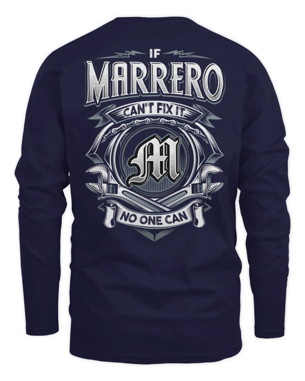 MARRERO AP81-K4-626 - Personalized Ahmed Quote Apparel “If Ahmed Can't Fix It, No One Can” - Men's Long Sleeved T-Shirt - Navy