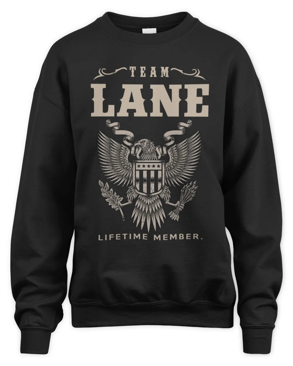 LANE TP06-K82 – Personalized Classic Style Apparel “Team NAME Lifetime Member” - Unisex Sweatshirt - Black