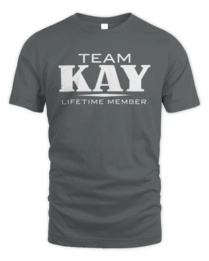 KAY BL62-K4-128 - Personalized “Team NAME Lifetime Member” - Unisex Standard T-Shirt - Charcoal