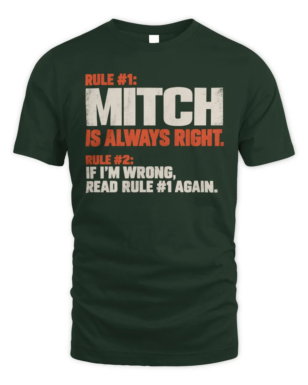 MITCH NP1-H006 
Always Right Personalized Name T-Shirt – Funny Custom Name Shirt - Unisex Standard T-Shirt - Forest Green