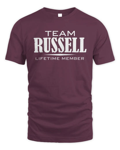 RUSSELL BL62-K4-128 - Personalized “Team NAME Lifetime Member” - Unisex Standard T-Shirt - Maroon