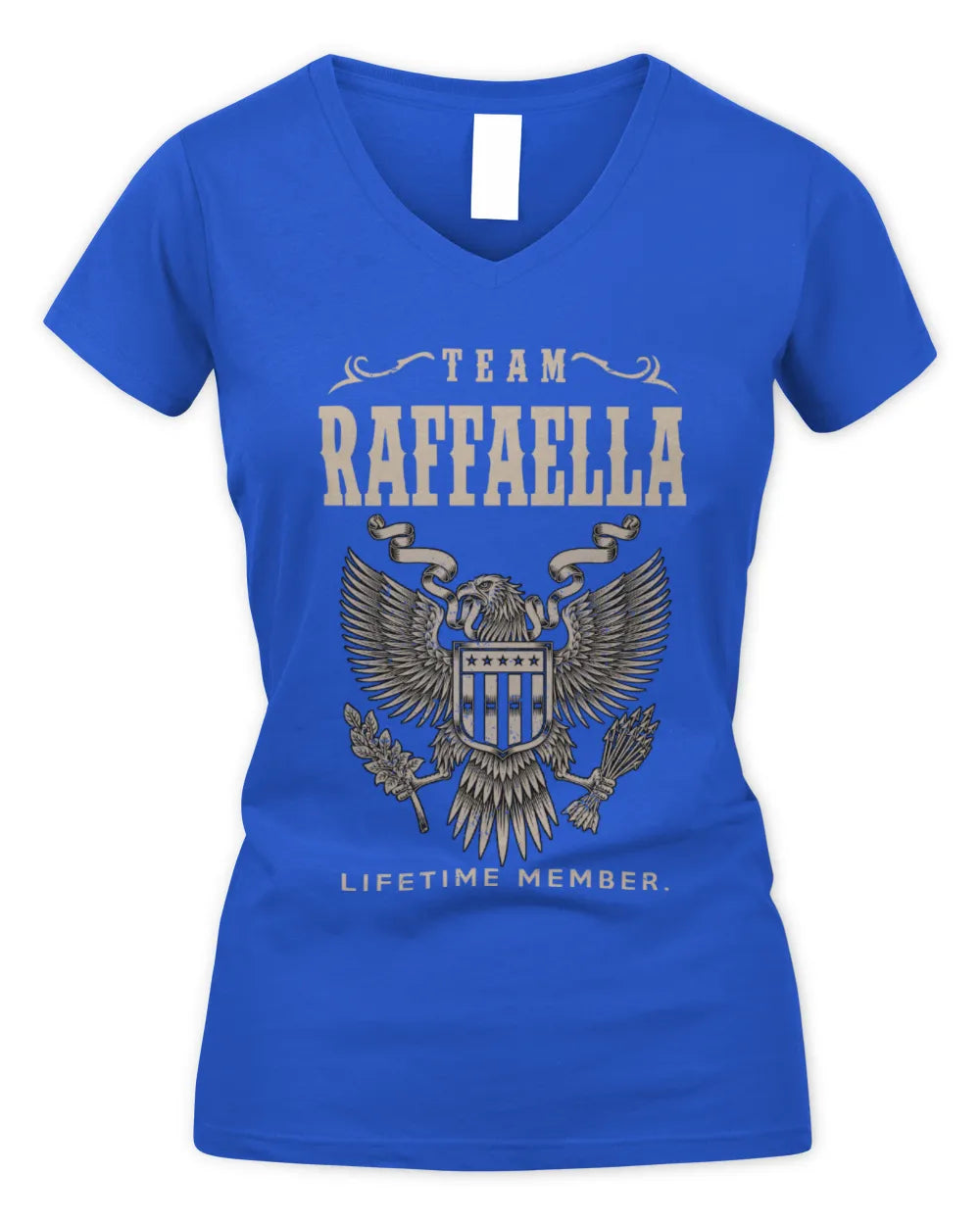 RAFFAELLA TP06-K82 – Personalized Classic Style Apparel “Team NAME Lifetime Member” - Women's V-Neck T-Shirt - Royal
